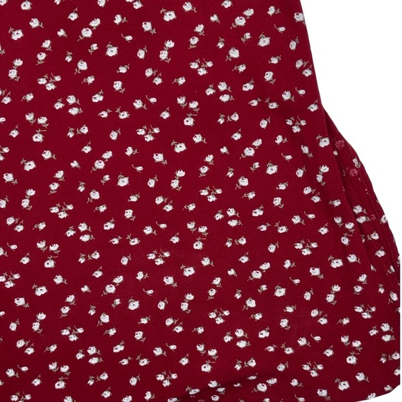 Hollister Red Floral Midi Dress Tie Front Side Zip Slip Boho Womens Small - Picture 2 of 11